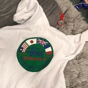 Women’s White Stussy Hoodie StreetStyle Sweatshirt